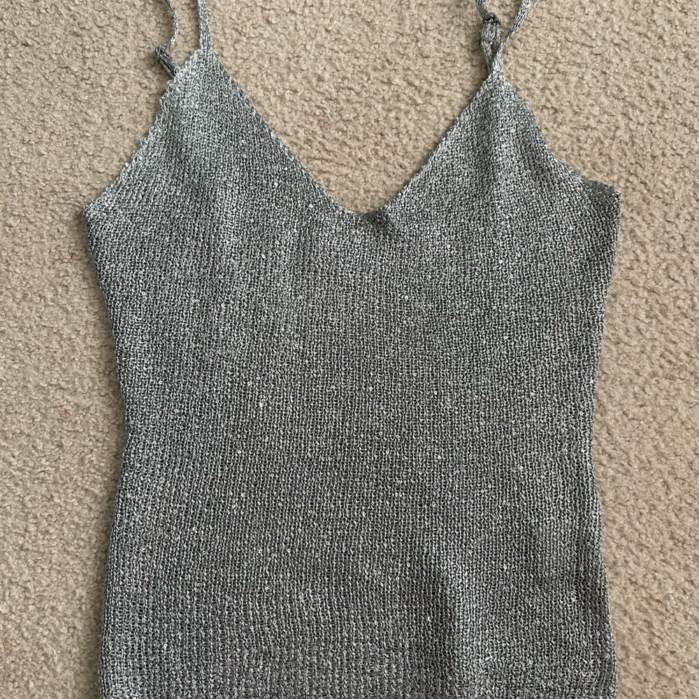 White Fox Silver Knit Tank